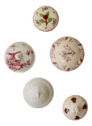 Wall Composition of Soup Tureen Lids in Red Earthenware, 1950s, Set of 5