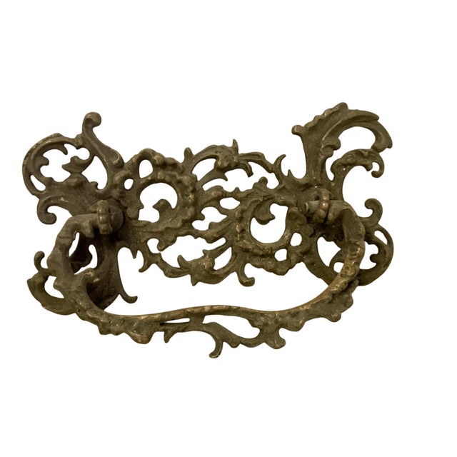 Good vintage condition Antique Pair Art Nouveau Style Leaf Design Drawer Pull