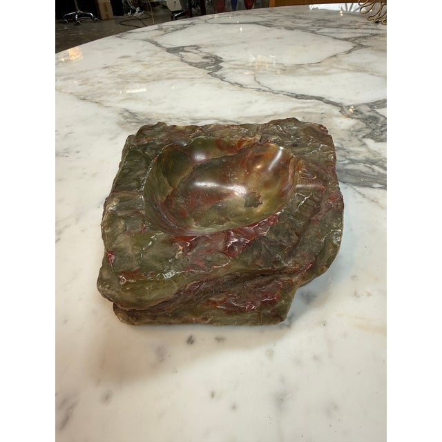 Modern Hand-Carved Multicolor Marble Ashtray With Natural Raw Edge For Sale - Image 3 of 6