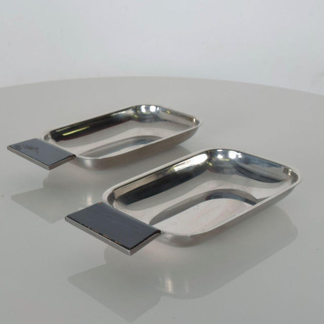 Stainless Steel Serving Trays Handle Dish Side Tray Made Italy a Pair Chairish