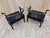 Mid Century Modern James Mont Chinoiserie Style Lacquer Horseshoe Chairs Newly Reupholstered in Cowhide - Pair For Sale In Chicago - Image 6 of 9