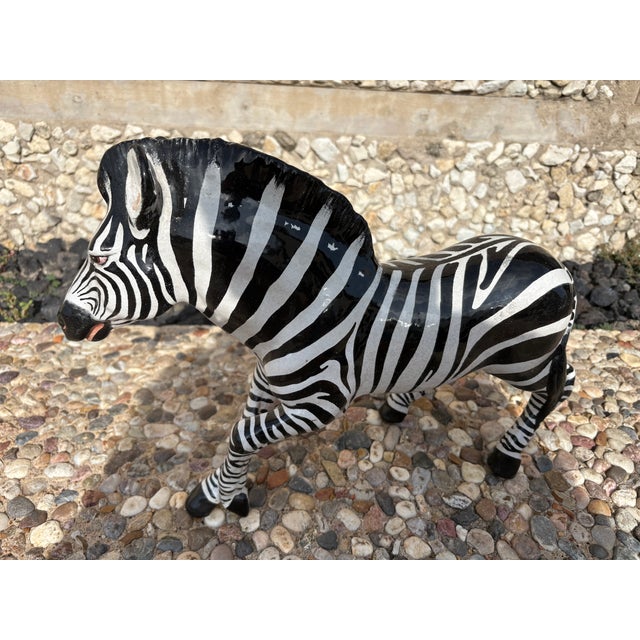 1960s 1960s Italian Glazed Terracotta Zebra Sculpture For Sale - Image 5 of 12