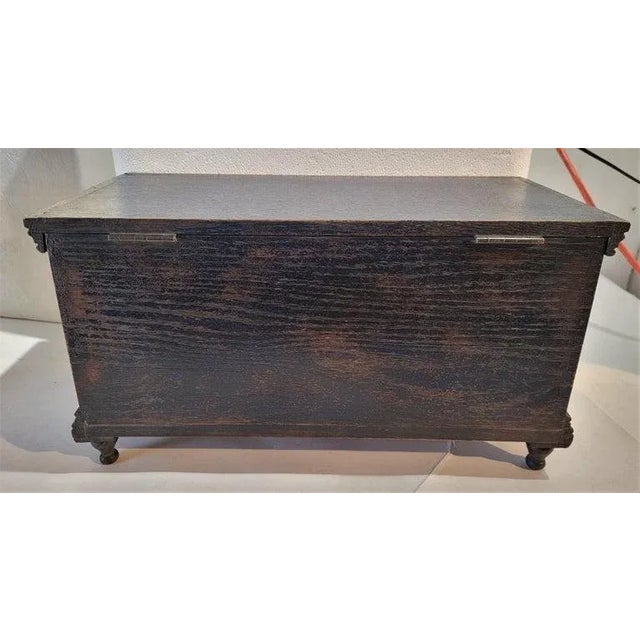 Rustic 19Thc Original Blue Painted Child's Blanket Chest For Sale - Image 3 of 10