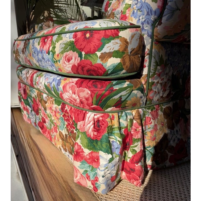 Custom Floral Upholstered Club Chair Attributed to Mario Buatta For Sale In New York - Image 6 of 18