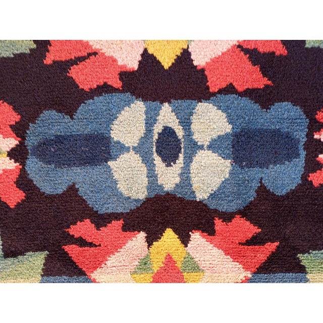 Blue Vintage Flowers and Space Rug, Italy, 1980s For Sale - Image 8 of 18