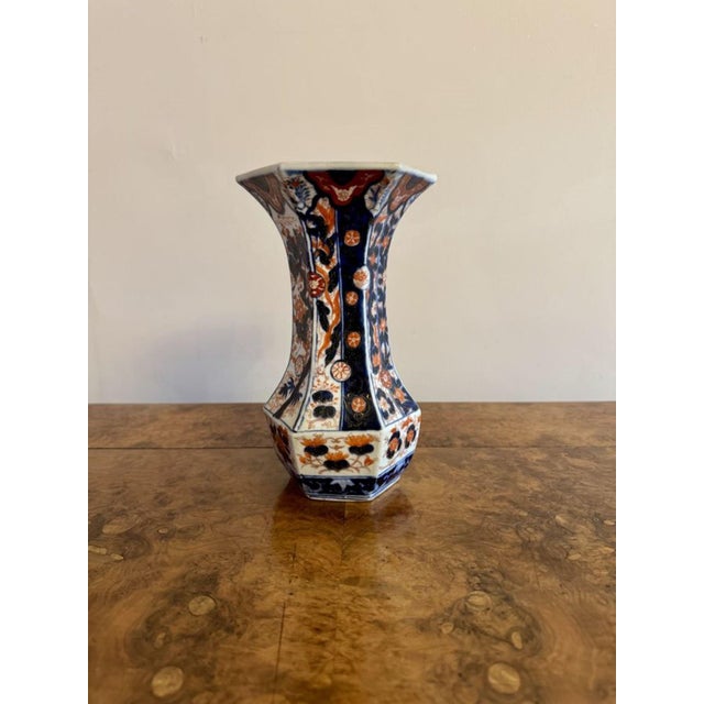 Antique Japanese Imari Hexagonal Shaped Vase, 1900 For Sale - Image 3 of 6