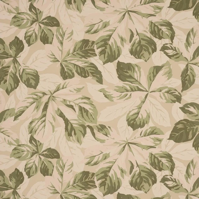 Schumacher Arboreal Handprint Wallpaper In Leaf For Sale