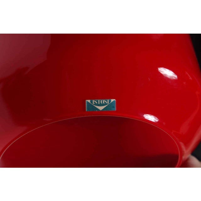 Mid-Century Modern 1950s Tapio Wirkkala Teak Hanging Lamp With Vistosi Modern Red Glass Shade For Sale - Image 3 of 12