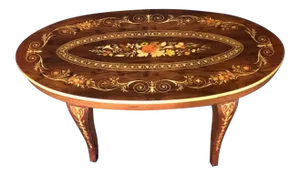 Inlaid Italian Oval Coffee Table