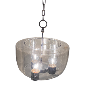 1970s Retro Smoked Glass Chandelier Pendant Light Fixture