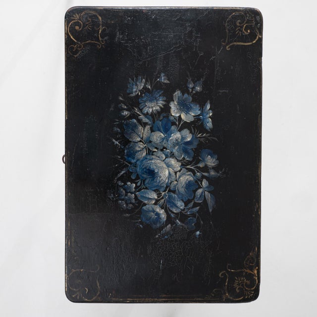 1880s French Napoleon III Style Ebonized Side Table With Floral Inlay For Sale - Image 10 of 18