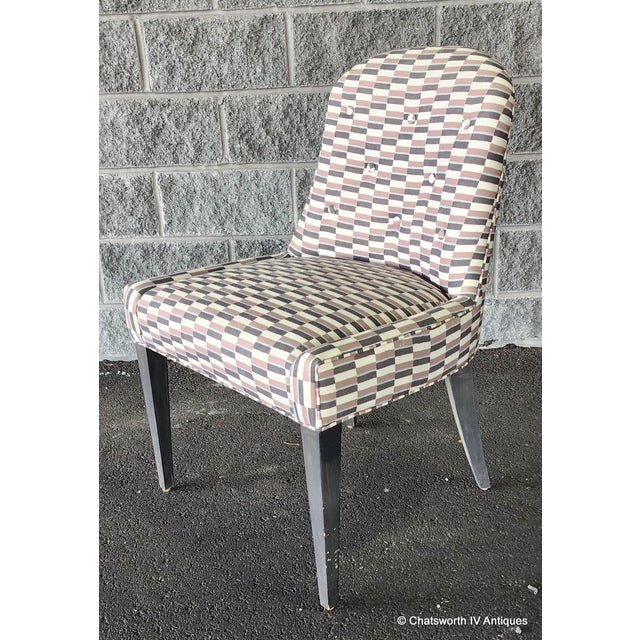 Set 10 Contemporary Mid Century Style Custom Made Dining Chairs W/ Zak & Fox Obi Pattern Material For Sale - Image 9 of 14