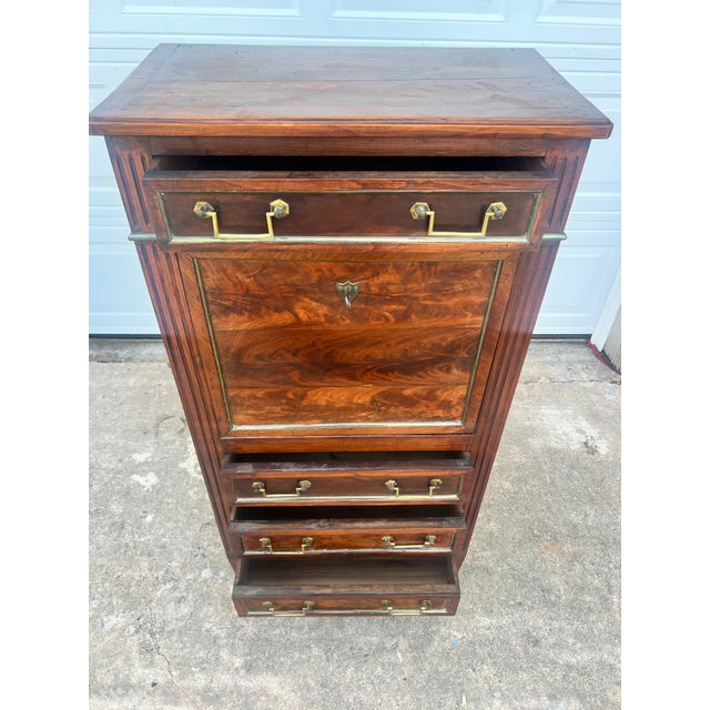 Brass French 19th Century Louis XVI Mahogany Secretaire For Sale - Image 8 of 12
