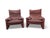 1970s Burgundy Leather Lounge Chairs by V. Magistretti for Cassina, 1973, Set of 2 For Sale - Image 5 of 15