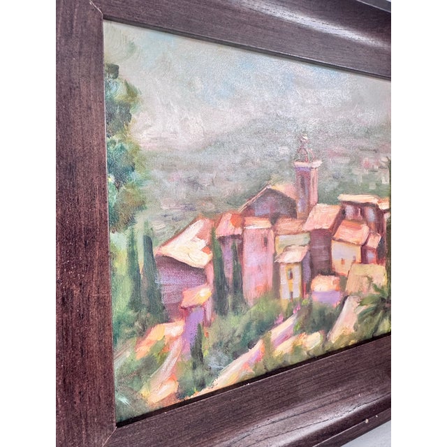Original painting of Saint-Paul-de-Vence located on the French Riviera — signed and painted on a board. Inserted into a...