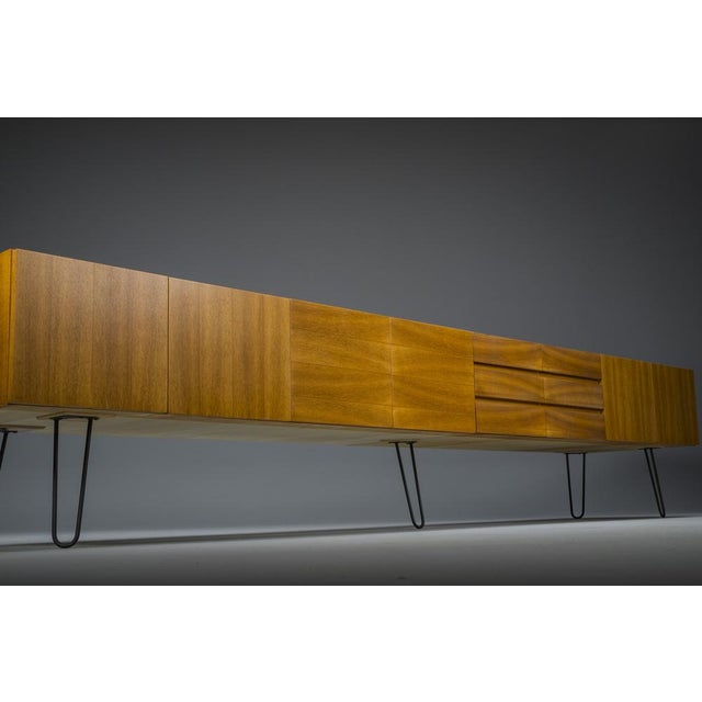 Mid-Century Wall Unit Cabinet and Sideboard in Walunt, 1970s, Set of 2 For Sale - Image 11 of 17