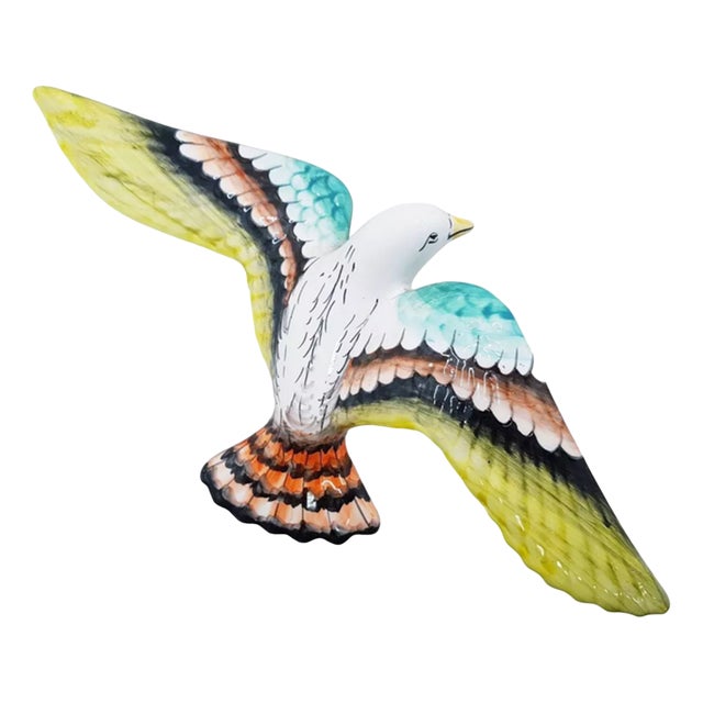 Large Ceramic Majolica Wall Bird For Sale