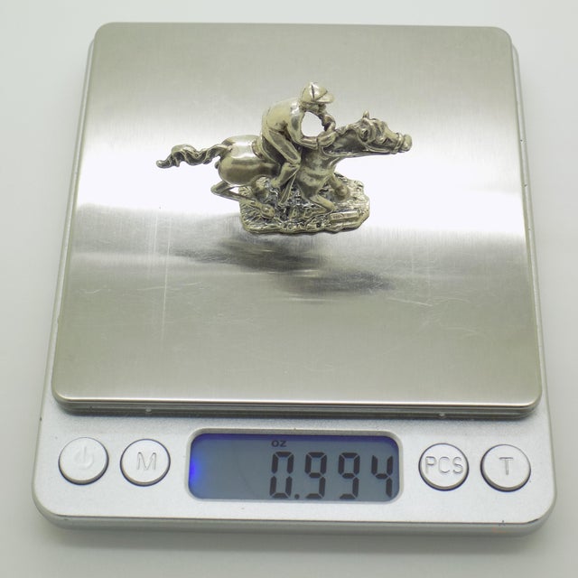 Vintage Italian Sterling Silver 925 Racing Horse Figurine from Arezzo, 1970s For Sale - Image 9 of 11