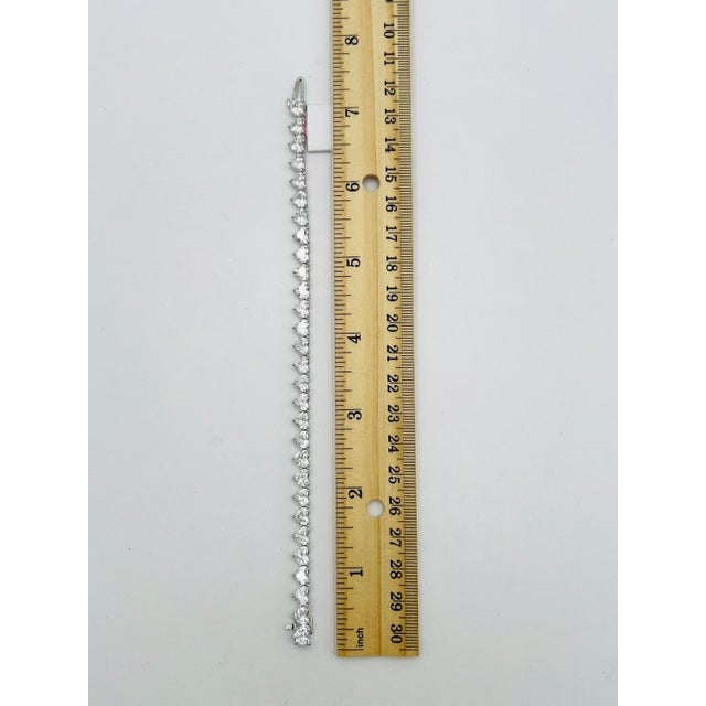 Metal Gia Half Carat Heart Diamond Tennis Bracelet in 18k White Gold For Sale - Image 7 of 7