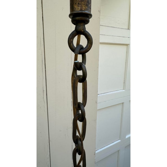 American Petite Vintage Brass Four Light Hanging Fixture For Sale - Image 3 of 5