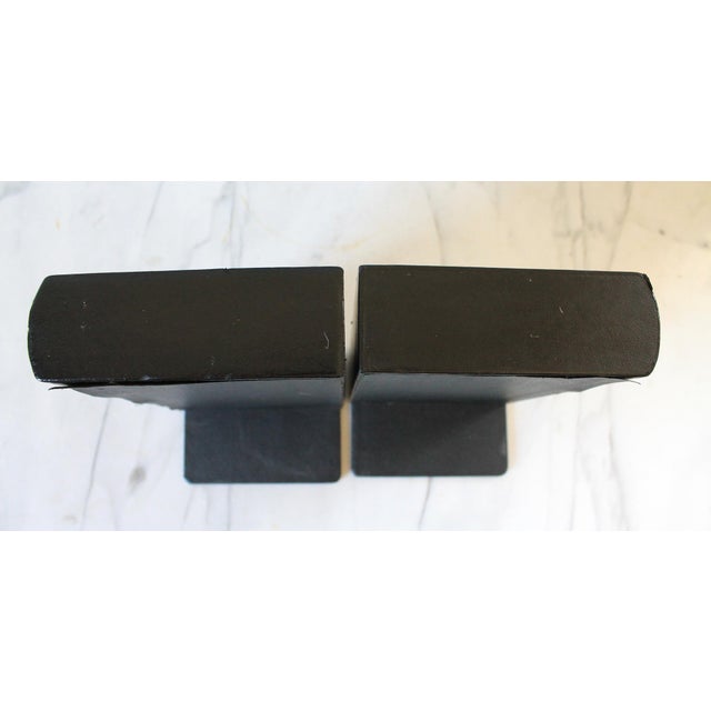 Animal Skin Vintage Black and Gold Leather Faux Book Bookends - A Pair For Sale - Image 7 of 11