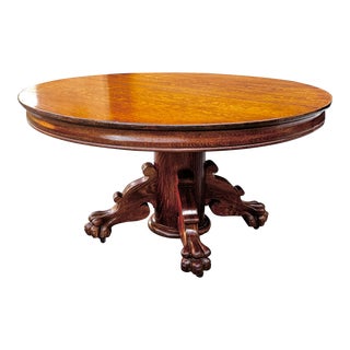 Antique Late 19th Century Tiger Wood Dining Table Claw Feet For Sale