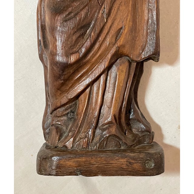 Antique 18th Century Hand Carved Wood Mary Jesus Santos Saint Sculpture Statue For Sale - Image 13 of 14