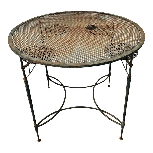 1950s Mario Papperzini for Salterini Garden Dining Table With Drink Holders Italy Rare! Attributed For Sale