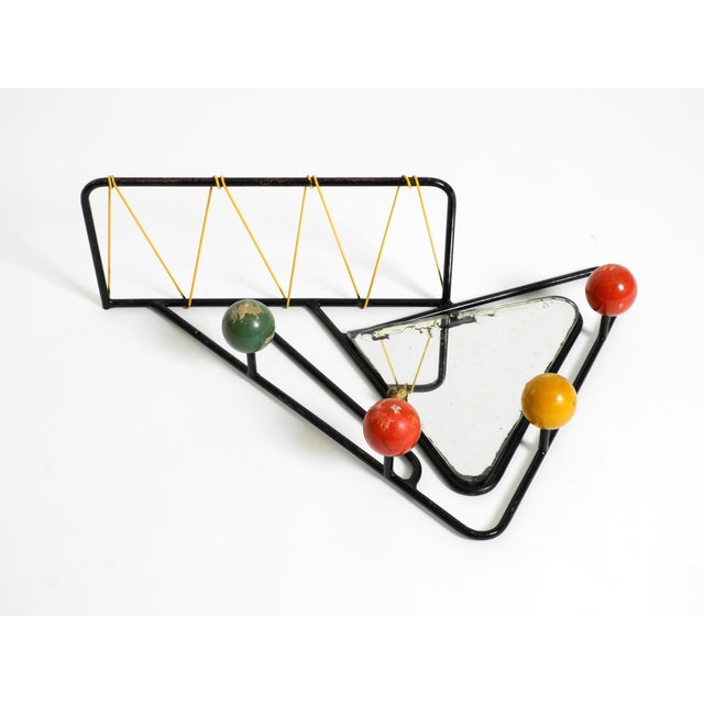 Mid-Century Modern Mid-Century Modern French Metal Wall-Mounted Coat Rack with Shelf and Mirror, 1950s For Sale - Image 3 of 18