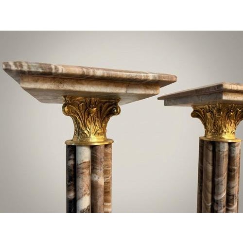 Marble and Brass Columns, Set of 2 For Sale - Image 4 of 5