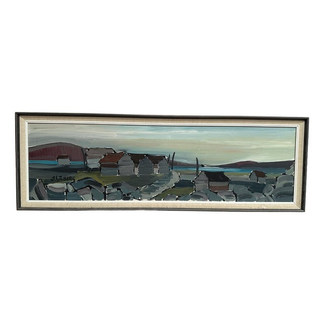 Bo Sjöberg, Coastal Village, 1960s, Oil on Canvas, Framed For Sale