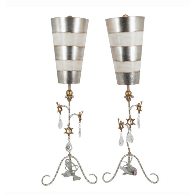 2010s Tivoli Distressed Silver Buffet Table Lamps - a Pair For Sale - Image 5 of 10
