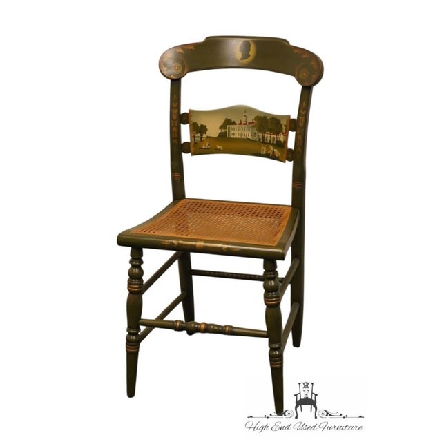 Hitchcock 1974 Limited Edition Edward Keith Hand Painted Side Chair - George Washington's Mount Vernon For Sale - Image 4 of 10