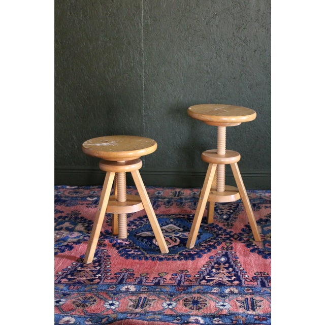 Vintage Adjustable Screw Stools For Sale - Image 10 of 15