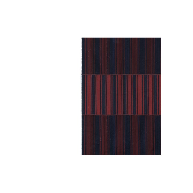 1960s Turkish Striped Kilim Rug 6'8'' X 10'7'' 82" x 128" / 208 x 325 Cm Hand woven with high quality pure wool Excellent...