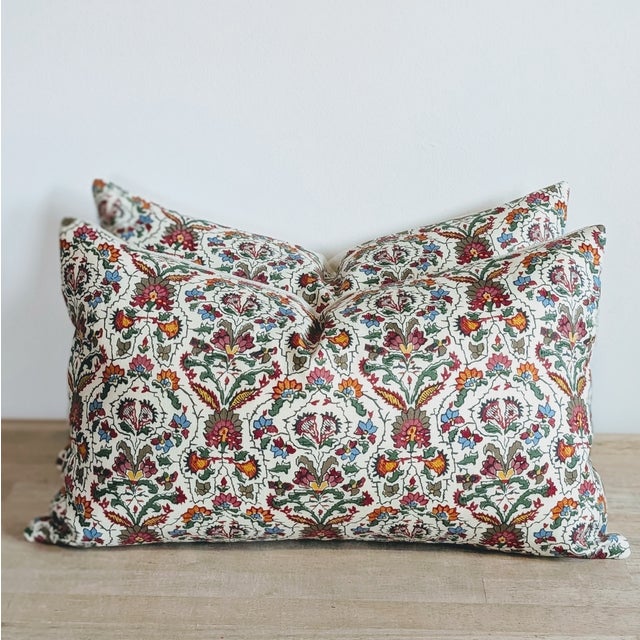 Soane Britain Musical Garden linen pillows in such fun bright colors! Coordinating cream backs. Invisible zippers and...