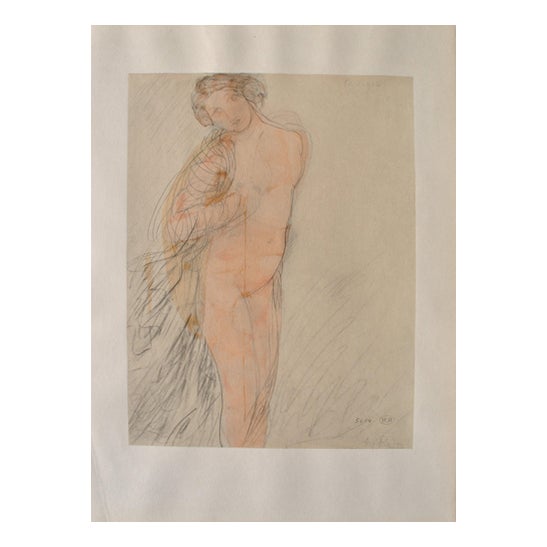 Auguste Rodin, Young Semi Nude Model, Signed Engraving For Sale