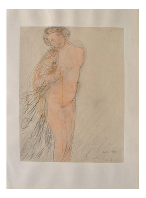 Auguste Rodin, Young Semi Nude Model, Signed Engraving