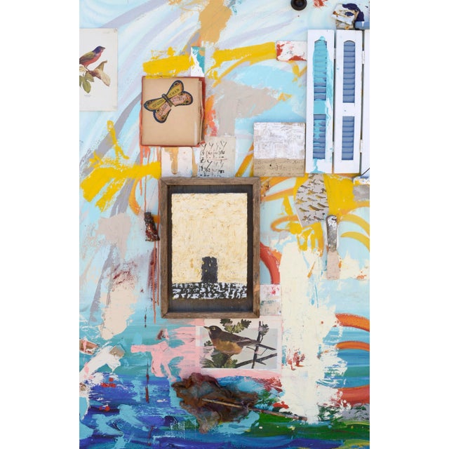 Abstract Expressionism Contemporary Abstract Mixed-Media Assemblage with Mirror on Monumental Canvas by Michael Pauker, Framed For Sale - Image 3 of 12