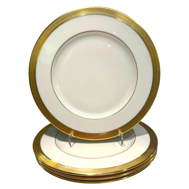 Vintage Lenox Lowell P-67 Gold Stamp Gold Encrusted Salad Plates – Set of 4 – Made in USA Elevate your table setting with...