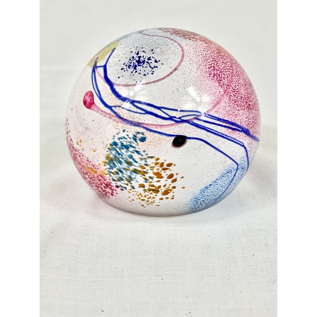 Beautiful vintage art glass paper weight. Colorful and fun. Perfect to add a touch of color to any desk. This is a pre-...