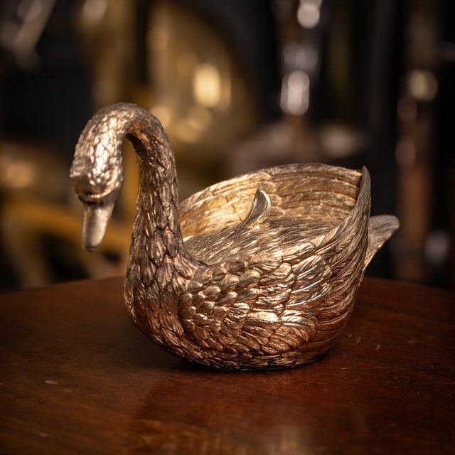 Vintage Gilded Swan Ice Bucket by Mauro Manetti, Italy, 1960s For Sale - Image 3 of 18