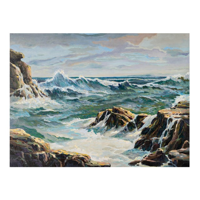This original oil on board seascape by artist Don Charlie Burgess (1947-2018), a California native who frequently painted...