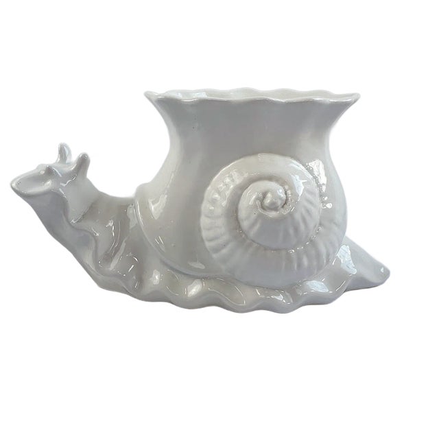Off-white 1980's Blanc De Chine Large Snail Planter For Sale - Image 8 of 10