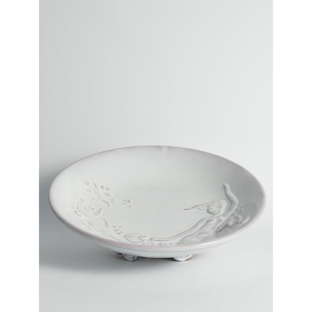 Art Deco White Earthenware Mermaid Bowl by Mari Simmulson for Upsala-Ekeby, 1950s For Sale - Image 4 of 18