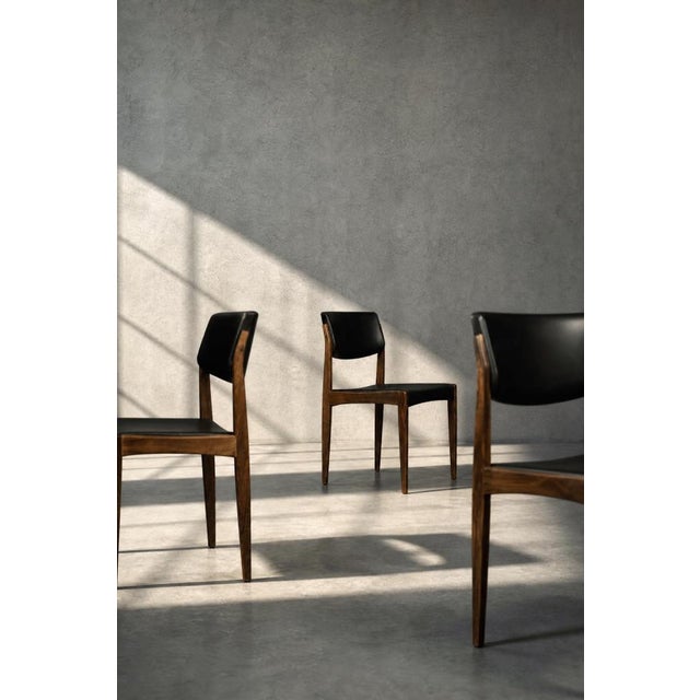 Mid-Century Modern Mid-Century Scandinavian Modern Rosewood and Black Leather Chairs by H.W. Klein for Bramin, 1960s, Set of 3 For Sale - Image 3 of 18