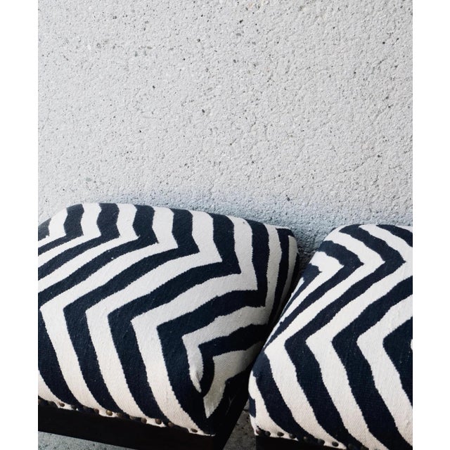 Vintage Zebra Stripe Footstool Ottoman - Each For Sale - Image 11 of 11