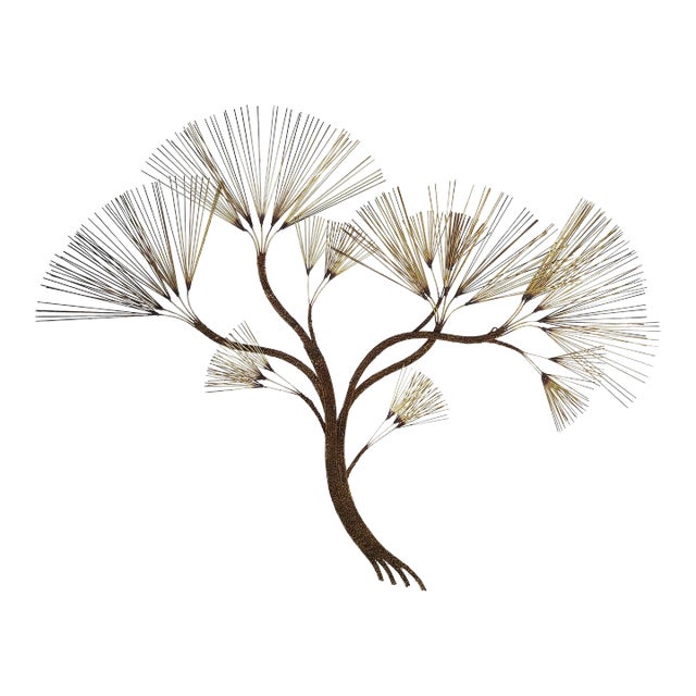 67" Wide Wire Cypress Tree Wall Sculpture Attributed to Curtis Jere For Sale