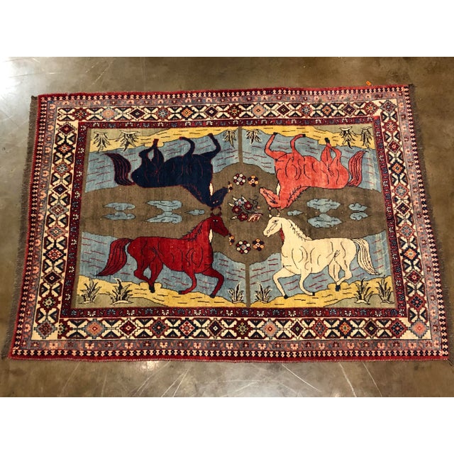 1970s Animal Print Handwoven Shiraz Area Rug 6'9" X 9'3" For Sale - Image 12 of 12