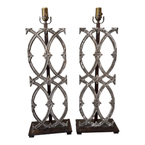 1970s French Style Iron Table Lamps - a Pair